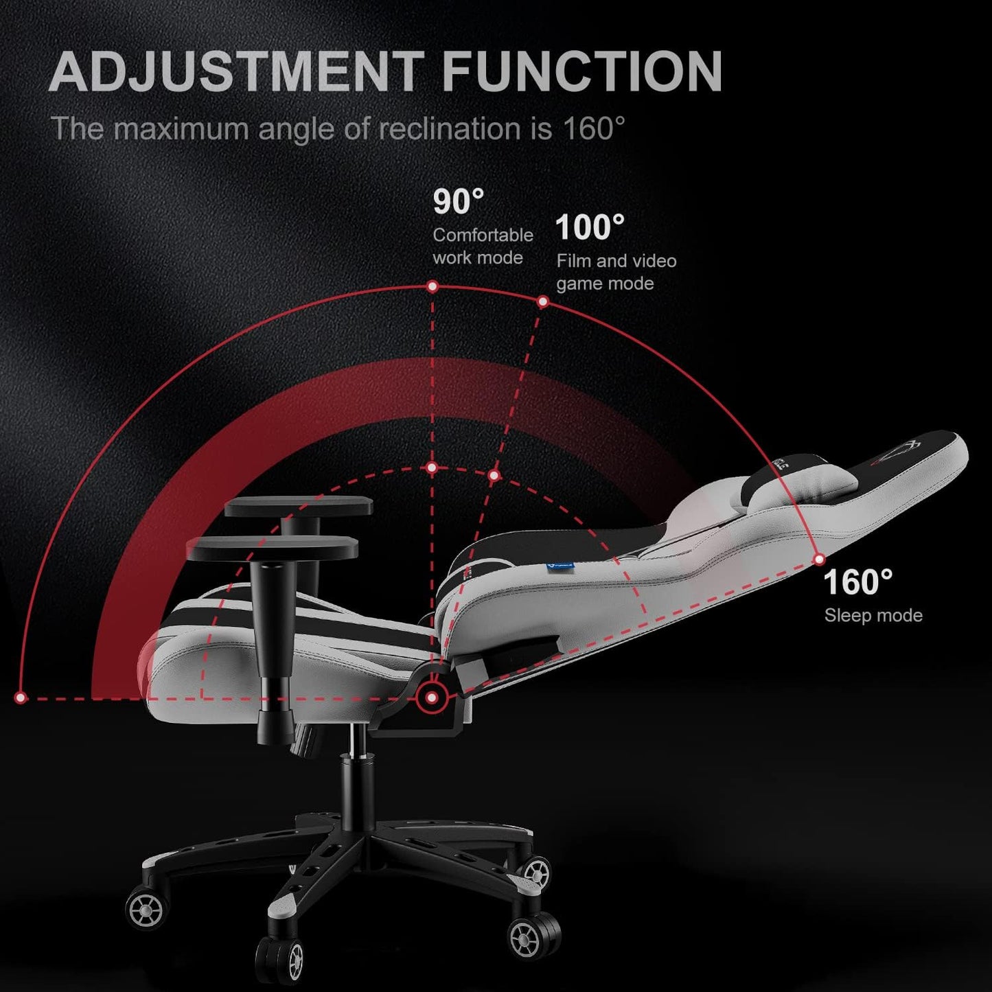 Furgle Gaming Chair, Gaming Chair, 4D Adjustable PU Leather Ergonomic Swivel Chair, Seat with Tilt Backrest, Gaming Chair - T