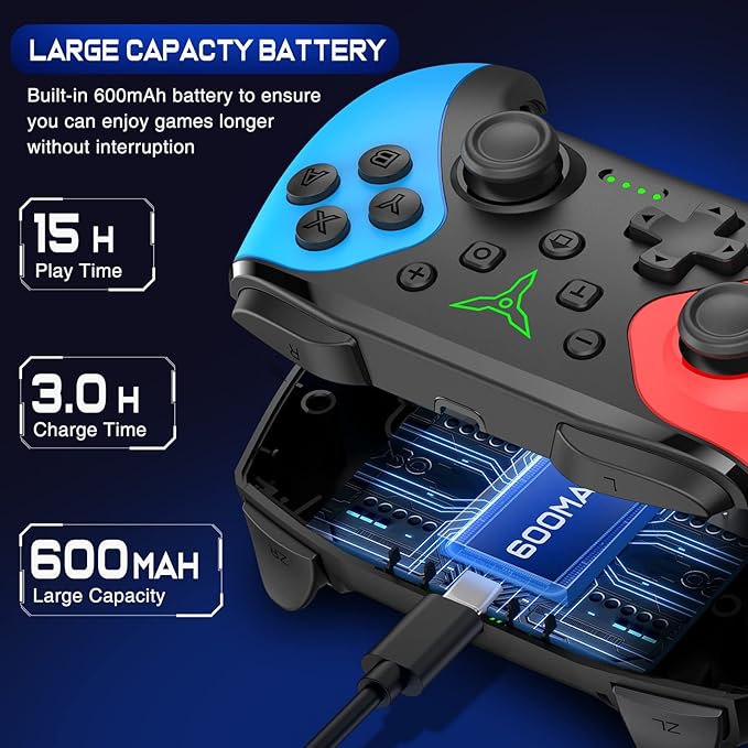 Wireless Switch Controller for Nintendo Switch/Lite/OLED Controller, Switch Controller with a Mouse Touch Feeling on Back Buttons, Extra Switch Pro Controller with Wake-up,Programmable, Turbo Function - T