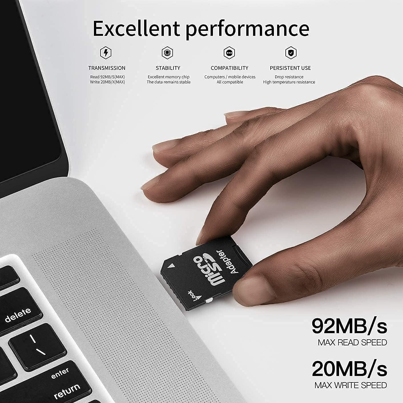 HIKVISION 64GB Micro SD(TF) Card,Flash Memory Card,High Speed, Class 10 SDXC,92MB/s Speed, with Free SD Adapter, Designed for Android Smartphones, Tablets and Other Compatible Devices - T