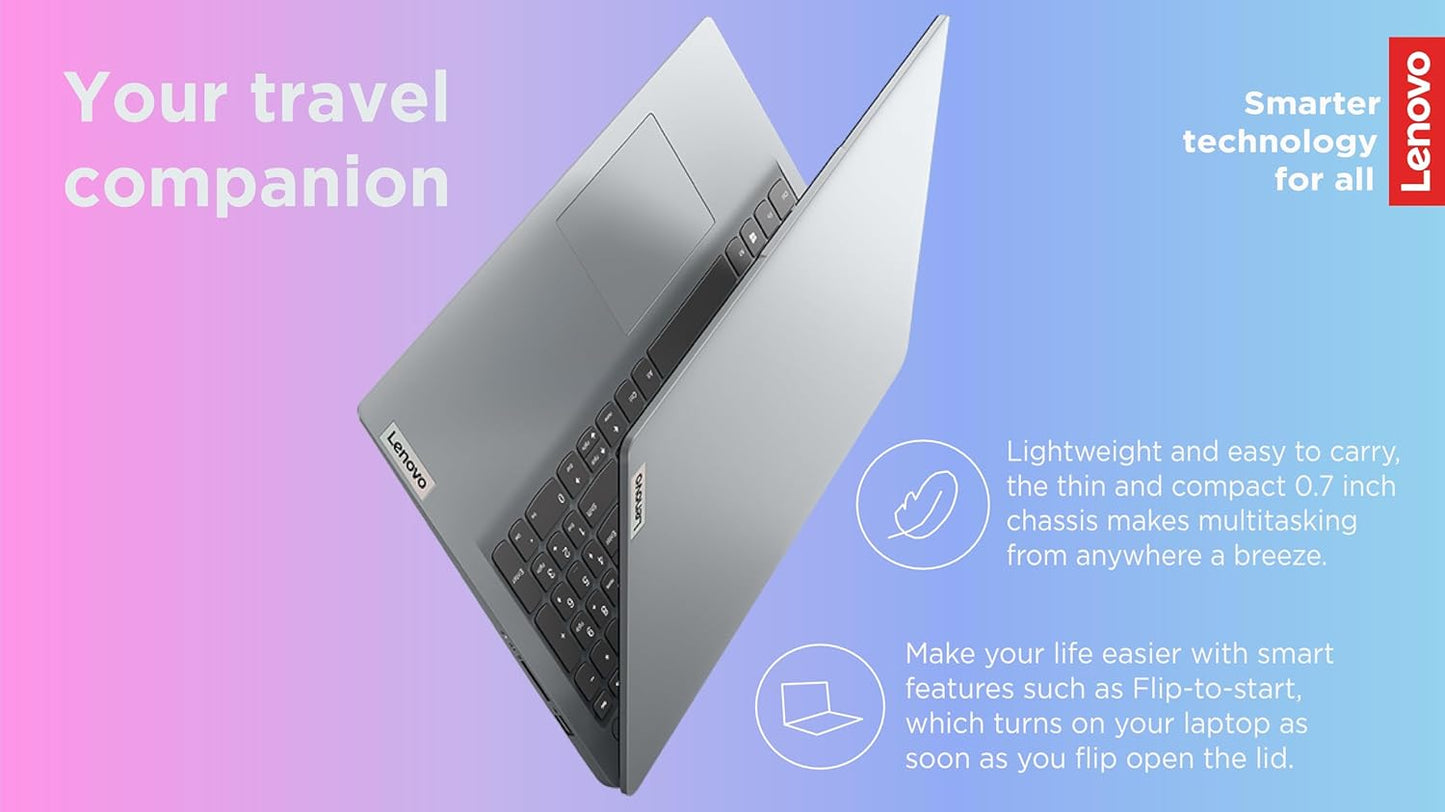 Lenovo IdeaPad 1, CPU: Intel® Core™ i3-1215U, 4GB Soldered DDR4-3200, Display: 15.6" HD (1366x768) TN 220nits Anti-glare, 256GB SSD, Windows® 11 Home(82QD00AUED) 2 Years Local Warranty by Lenovo - T