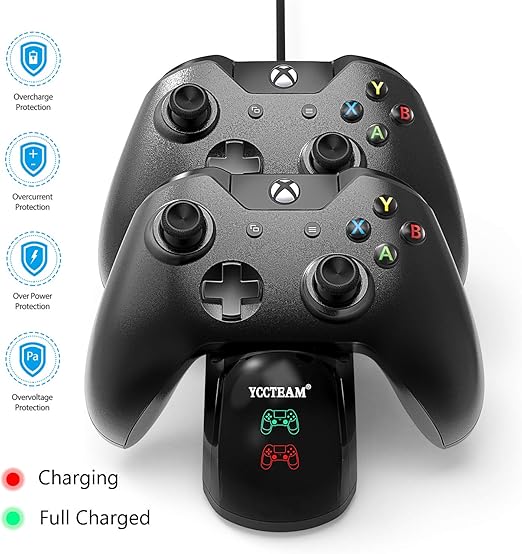 Xbox Controller Charger for Xbox One/One X/One S,Dual Slot Xbox One Charging Station dock with 2 x 1200mAh Rechargeable Battery Packs (NOT for Xbox Series X/S controller) - T