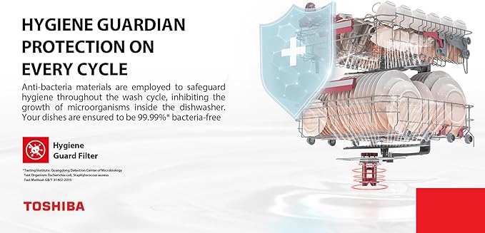 TOSHIBA Dishwasher - Dw-13F8Af(Ss)-Eg -Silver/Sts Door - 6 Programs - Free Standing, Auto-Open Dry, Noise Level 47 Db(A), Half Load, Led Interior Light Silver 13Place Set - T