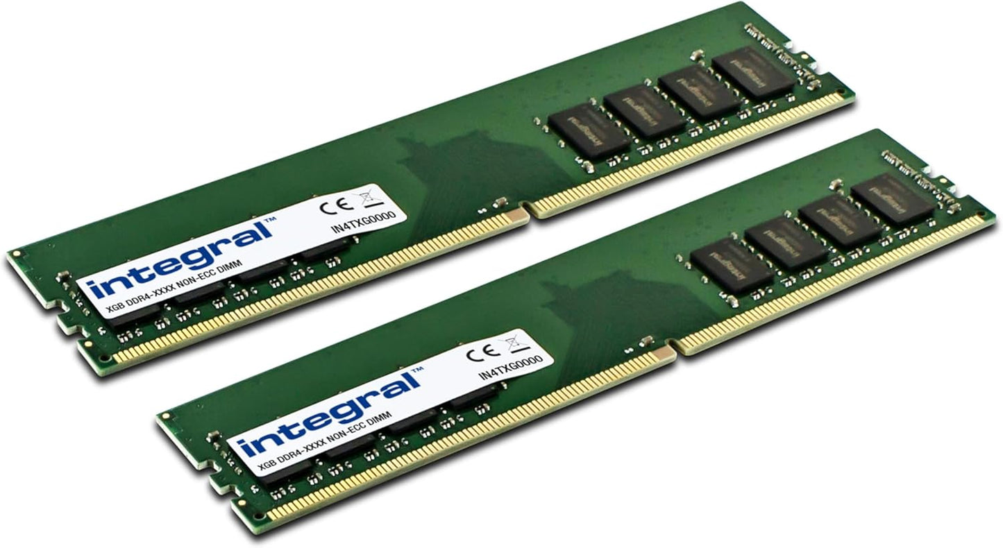Integral 16GB (8GBx2) kit DDR4 RAM 3200MHz Desktop/Computer PC4-25600 memory, Green, IN4T8GNGLTIK2 - T
