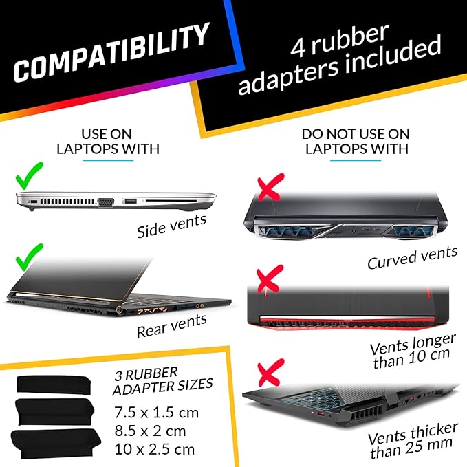 KLIM Cool+ Metal Laptop Cooler with Vacuum Fan - New 2024 - Gaming Laptop Fan with Display - Temperature Detection + Automatic/Manual Mode - Portable - Compatible with Laptop Cooling Pads - T