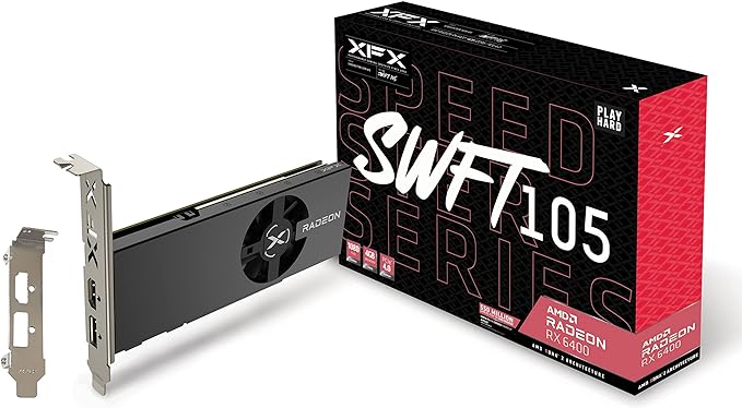 XFX Speedster SWFT105 Radeon RX 6400 Gaming Graphics Card with 4GB GDDR6, AMD RDNA 2 RX-64XL4SFG2 - T