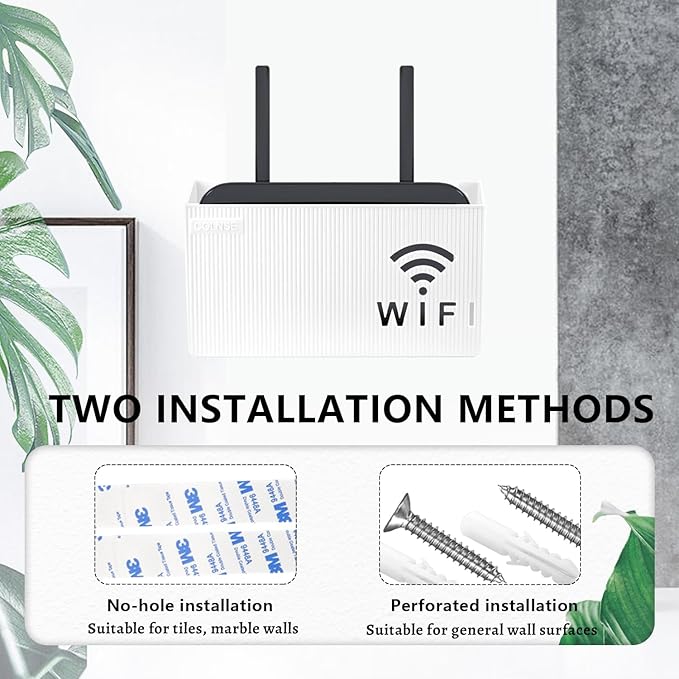 FAELNK Wifi Router Storage Box Shelf Wall WiFi Router Box Hide Wall Hangings TV Cable Hide Box WiFi Rack Wall Decoration Decorative Box for Router Cable Organiser Box White - T