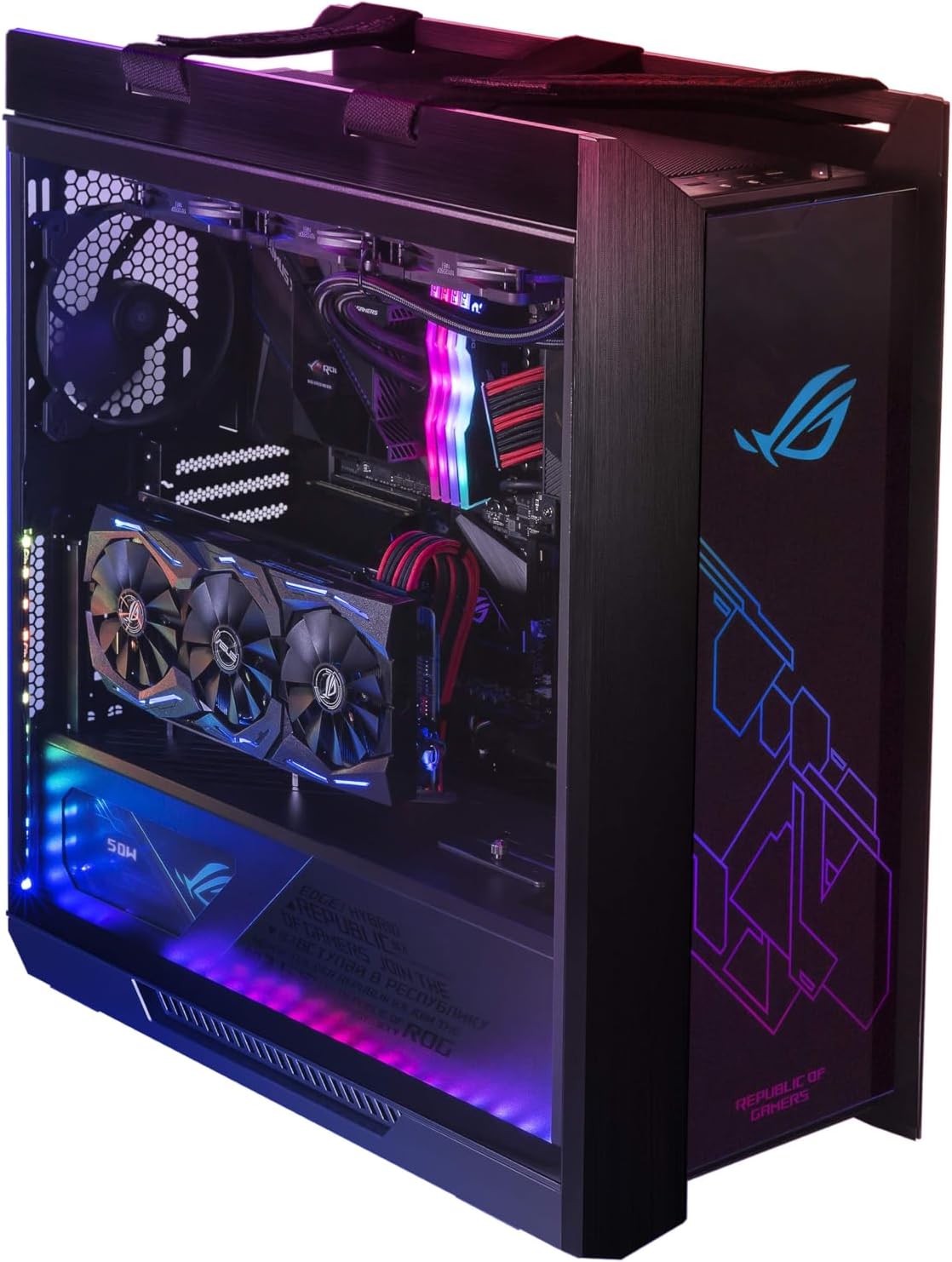 Asus Rog Strix Helios White Edition Rgb Atx/Eatx Mid-Tower Gaming Case With Handle, Tempered Glass, Aluminum Frame, Gpu Braces, 420mm Radiator Support And Aura Sync, 90Dc0023-B39000 - T