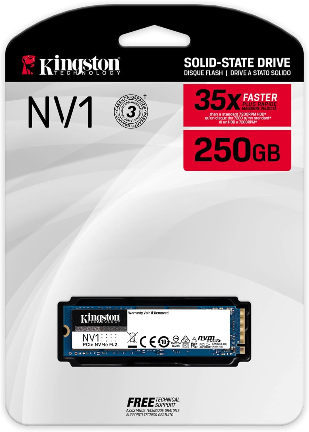 Kingston nv1 nvme pcie ssd 250g m.2 2280 - snvs/250g - T
