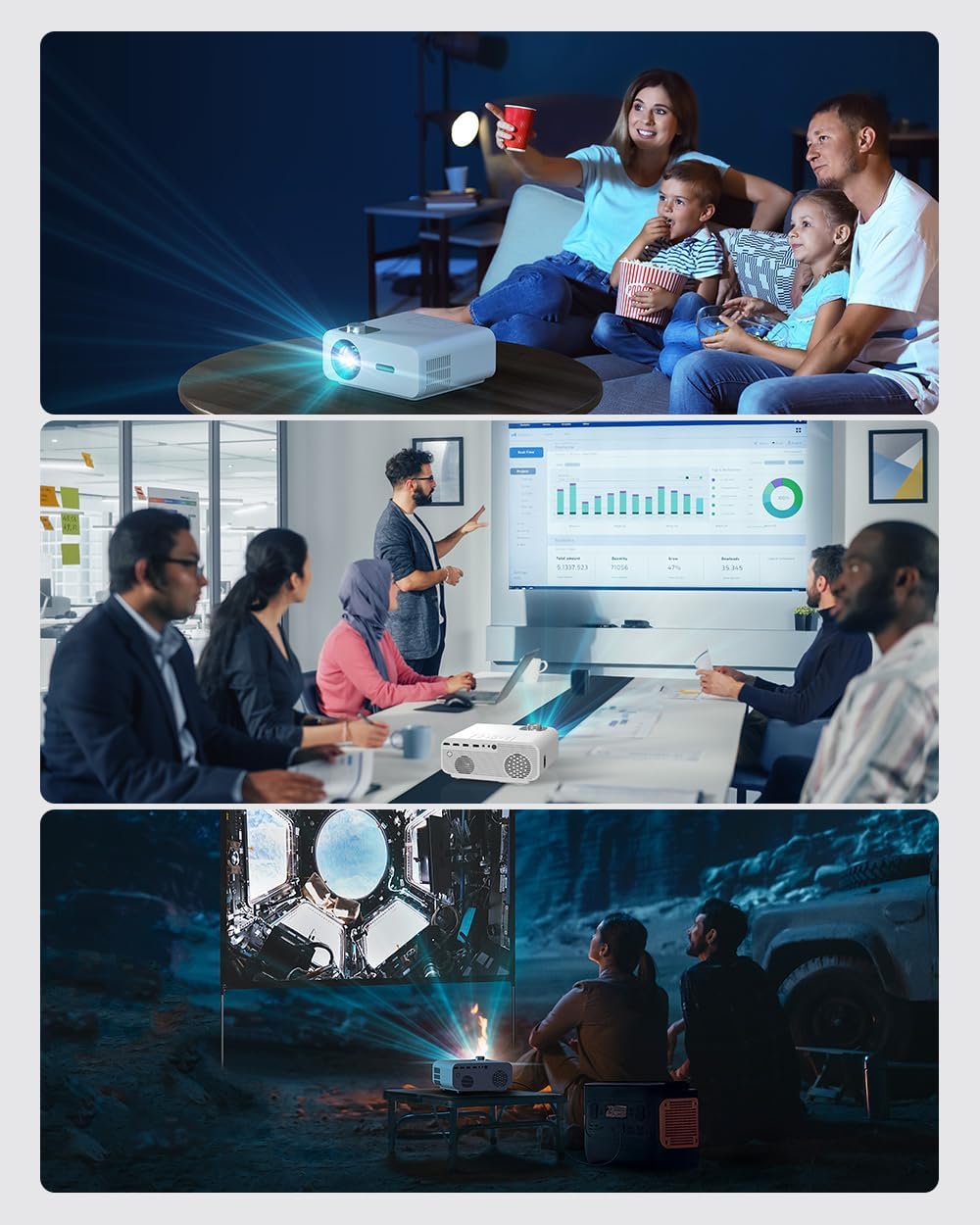 Cheerlux C12 Small Projector with Android 9.0, Mirroring, BT & Wifi - T