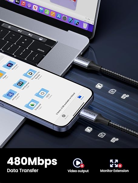 UGREEN 240W USB C to USB C Cable, Fast Charging USB C Cable for iPhone 15 Pro Max, Samsung Galaxy S24/S23, MacBook Pro/Air, iPad Pro/Air/Mini, Dell XPS, 3.3FT - T