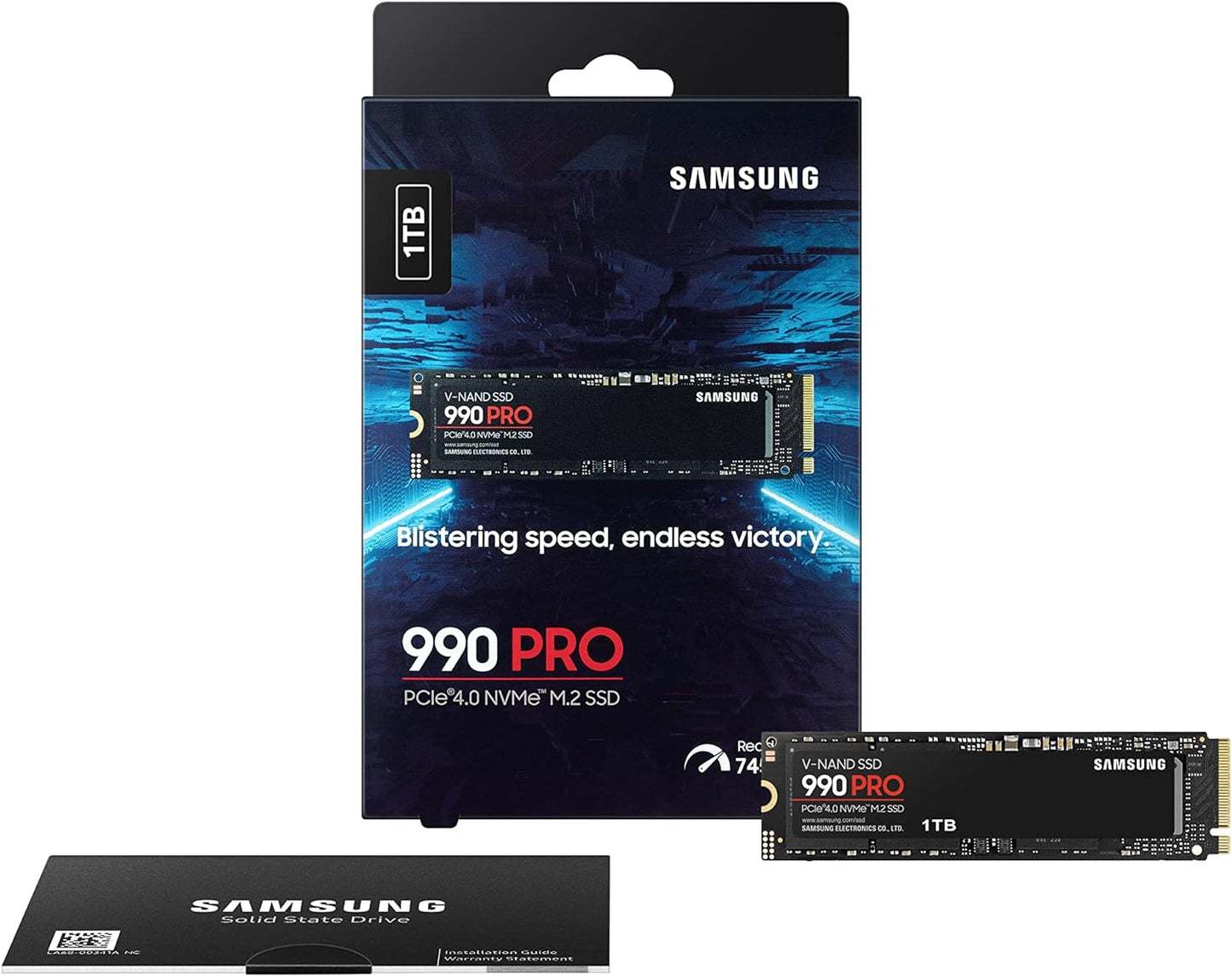 Samsung 990 PRO Series - 1TB PCIe Gen4. X4 NVMe 2.0c - M.2 Internal SSD (MZ-V9P1T0B/AM) - T