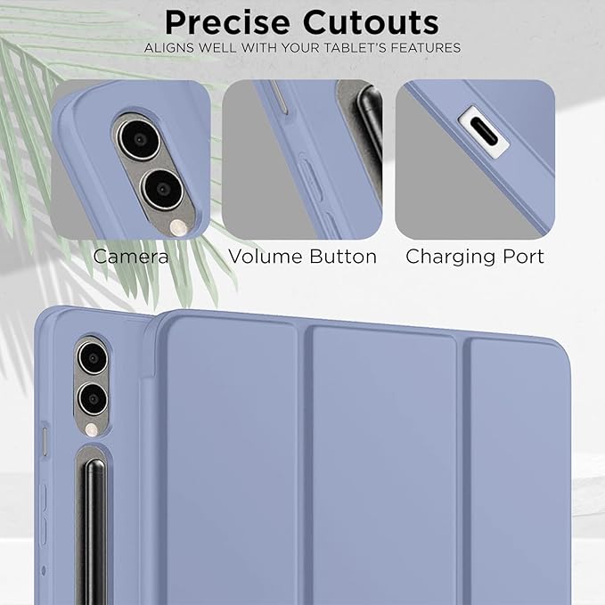 Dl3 Mobilak Smart Case for Samsung Galaxy Tab S8 Plus 2022/S7 FE/S7 Plus 12.4 with Pencil Holder, Soft TPU Smart Stand Back Cover Auto Wake/Sleep (Lavender) - T