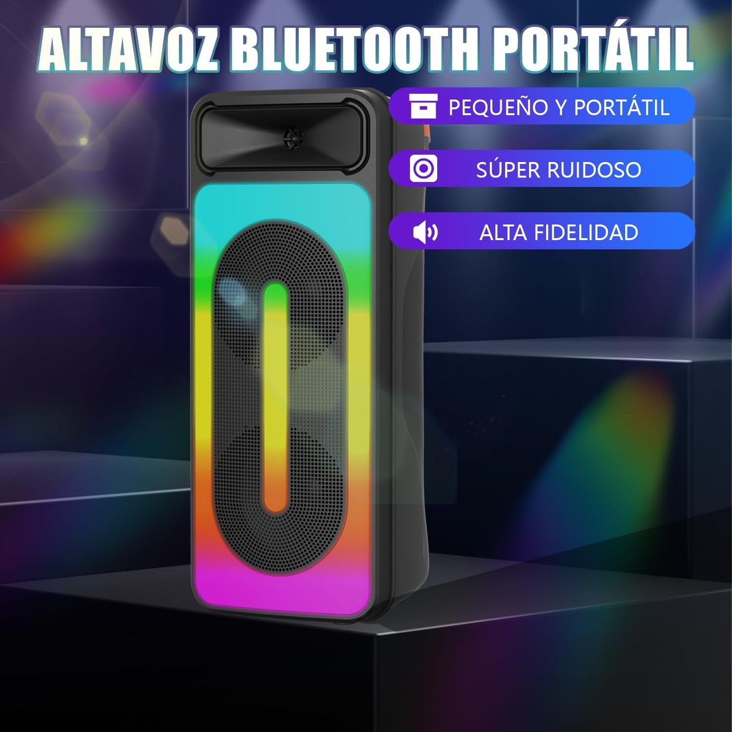KTS Bluetooth Speaker Large Wireless Double 8 Inch Speaker with Sound Quality 15W*2 Superior - Bluetooth, TF and USB Connection - 2400mAh Battery - Built-in Microphone - Easy to Use - T