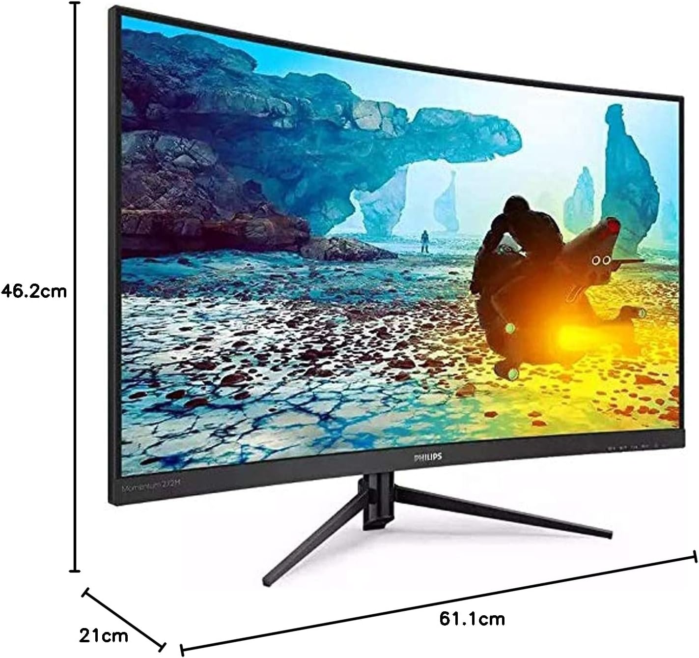 Philips Gaming Monitor Full Hd Curved Lcd Display, 27 Inches, Fhd, Va, 1500R, 165Hz, Hdr Ready, 2H1Dp, Black, 272M8Cz - T