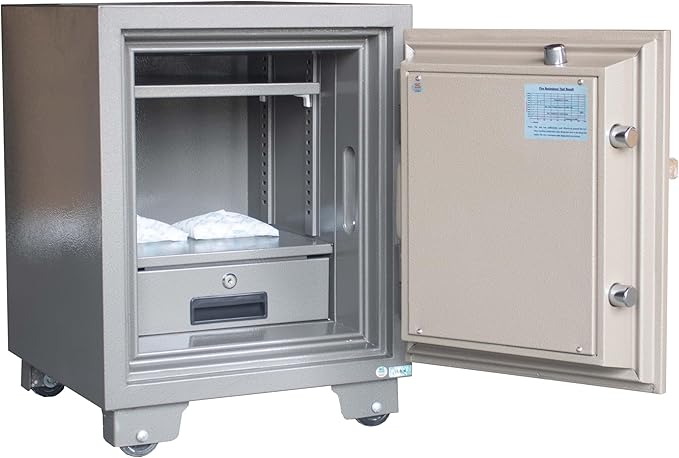 LGSafe LG60K Fireproof Safe Box - Anti-Burglar Home and Office Safe with an Adjustable Shelf, Dual Locks Besides an Internal Lockable Drawer (H60 x W46 x D49 CM, 100KG) - Made in Vietnam - T