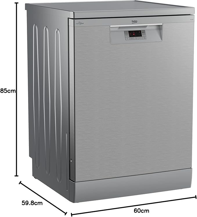 Beko dishwasher 5 programs 14 persons 60 cm - silver - led - half load + hygiene intense + steam gloss - T