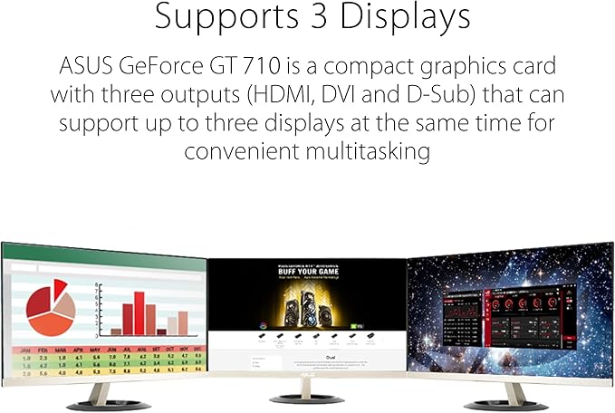 ASUS NVIDIA GeForce GT 710 Graphics Card (PCIe 2.0, 2GB DDR3 Memory, Passive Cooling, Auto-Extreme Technology, GPU Tweak III) - T
