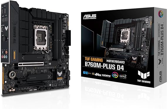 ASUS TUF GAMING B760M-PLUS WIFI 6 D4 Intel(13th and 12th Gen) LGA 1700 mATX motherboard,PCIe 5.0,2xPCIe 4.0 M.2 slots,DDR4,2.5Gb LAN,USB 3.2 Gen 2x2 Type-C,front USB 3.2 Type-C,Thunderbolt (USB4®) - T