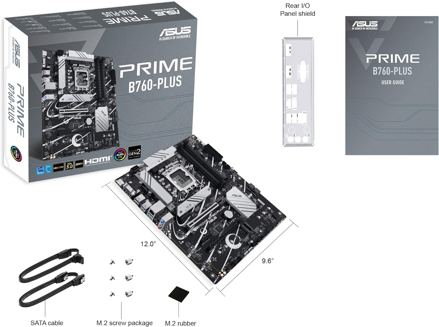 ASUS Prime B760-PLUS Intel B760(13th and 12th Gen) LGA1700 ATX motherboard PCIe 5.0,DDR5,3X PCIe 4.0 M.2 slots,2.5Gb LAN, DP,HDMI,USB 3.2 Gen 2x2 Type-C,front USB 3.2 Gen 1 Type-C,Thunderbolt (USB4) - T