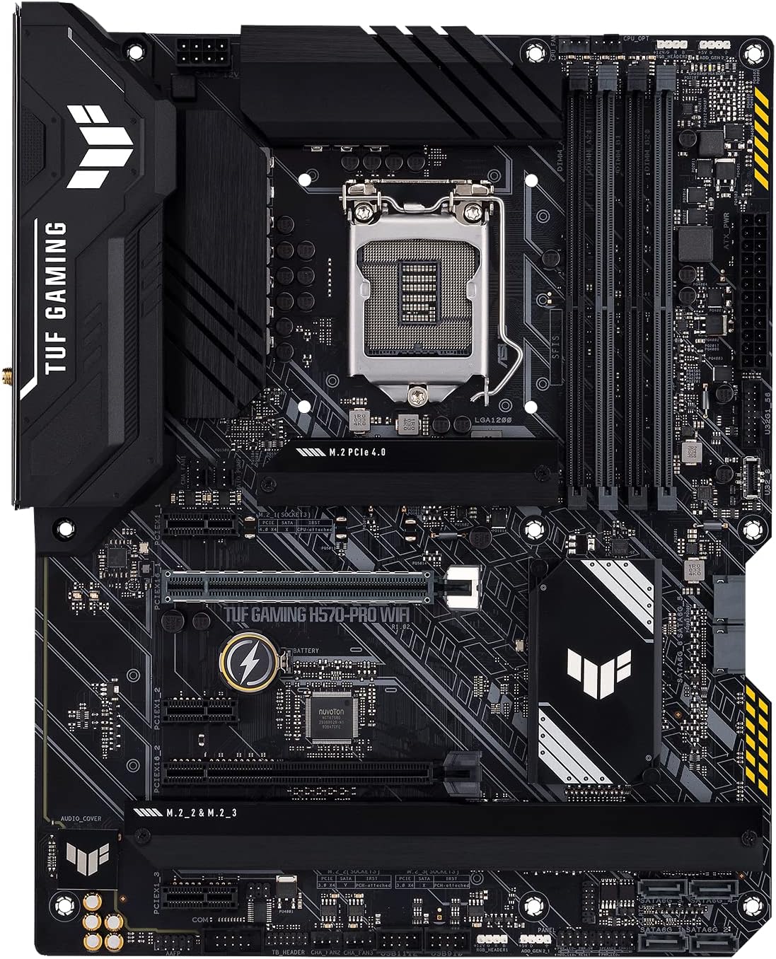 ASUS TUF GAMING H570-PRO WIFI (INTEL H570) LGA 1200 ATX gaming motherboard with PCIe 4.0, three M.2 slots, 8+1 DrMOS - T