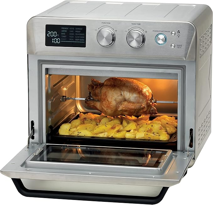 KENWOOD 2-in-1 25L Toaster Oven + Air Fryer - Oven Toaster Grill with Large Capacity,Rotisserie Function for Frying,Roasting, Grilling,Broiling,Baking,Browning, Defrosting,Heating MOA25.600BK Black - T