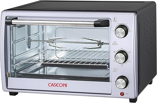 Caseoni Electric Oven 50 Liters with Rotisserie, Fan and Inner Lamp Silver Color 2000W 1CC02G01 - T