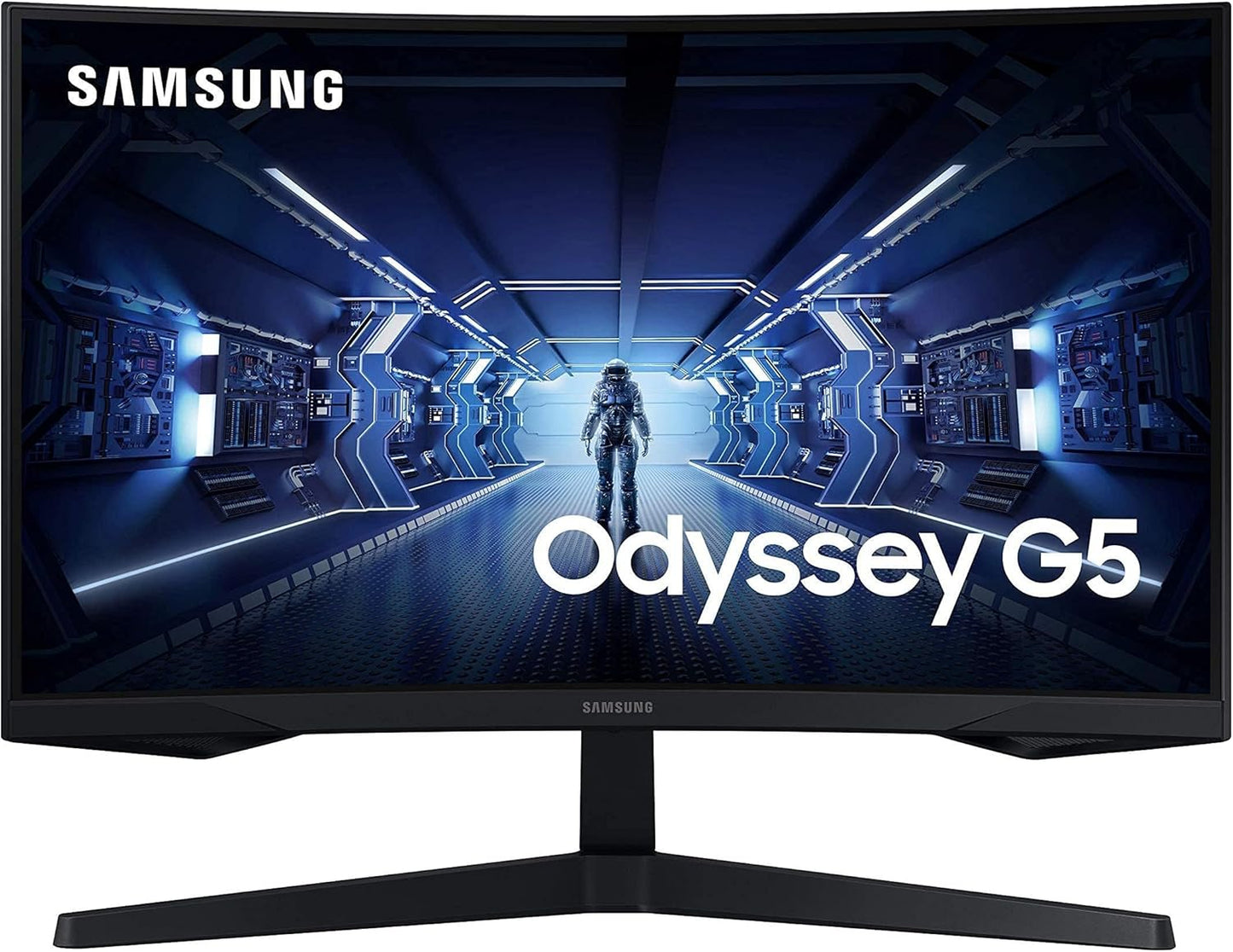 SAMSUNG 32 Inch Odyssey G5 Gaming Monitor with 1000R Curved Screen, 144Hz, 1ms, FreeSync Premium, QHD (LC32G55TQWMXZN), Black - T