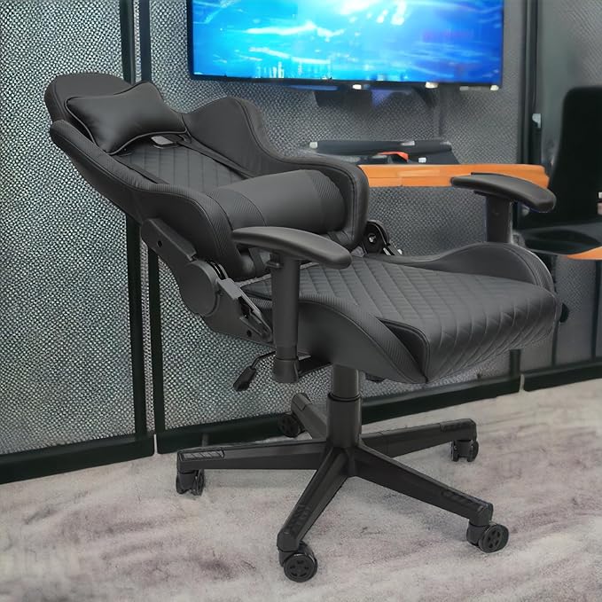 Multi Home Furniture Modern design Best Executive gaming chair MH-8884-Black for Video Gaming Chair for Pc with fully reclining back and head rest and soft leather (Black) - T