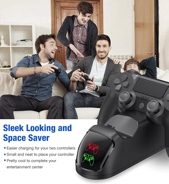 PS4 Controller Charger Dock Station, PS4 Controller Charger Station for Playstation 4 Controller, PS4 Remote Charging Station with Fast-Charging Port, Replacement for Playstation 4 Controller Charger - T