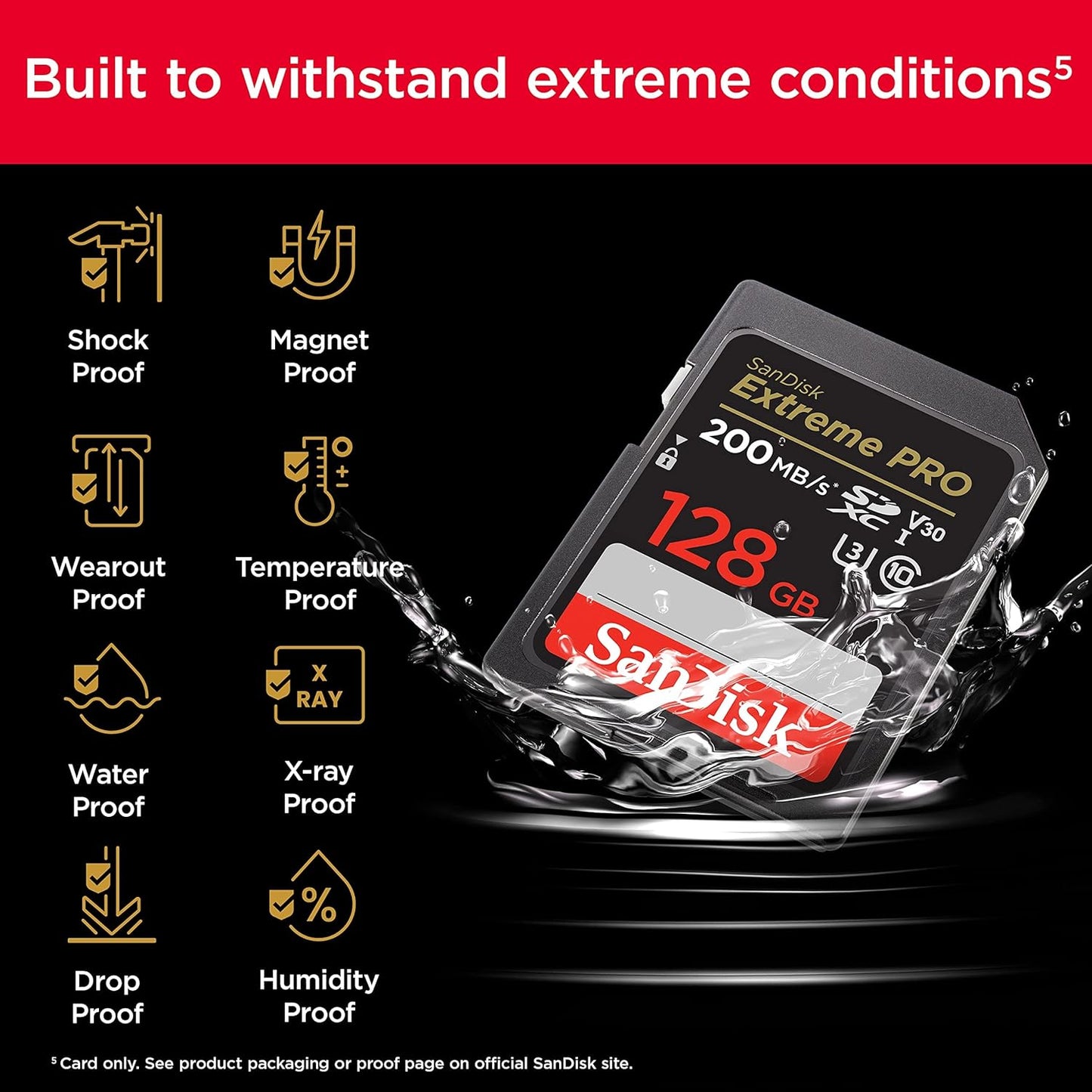 SanDisk Extreme Pro SD UHS I 128GB Card for 4K Video for DSLR and Mirrorless Cameras 200MB/s Read & 140MB/s Write, Lifetime Warranty - T