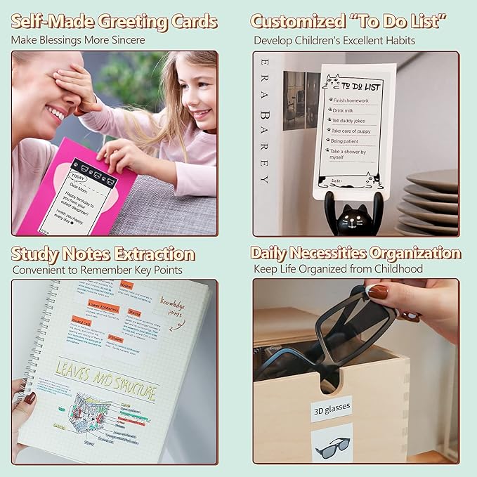 Memoking Mini Sticker Printer - Memoking T02 Thermal Wireless Bluetooth Pocket Phone Printer, for DIY Journal, Photos, Notes, Children Women Gifts, Compatible with iOS & Android, Green - T