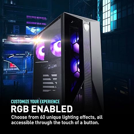 MSI Aegis ZS Gaming Desktop, AMD Ryzen 7 7700, GeForce RTX 4060, 16GB RAM, 1TB SSD, RGB Fan Cooling, Wi-Fi 6E, Keyboard & Mouse Included, DIY Friendly, Windows 11 Home-Adv: 7NUC-607US - T