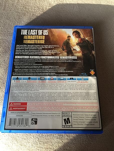 Sony The Last of Us Remastered (2014) Open Region - Play Station 4 - T
