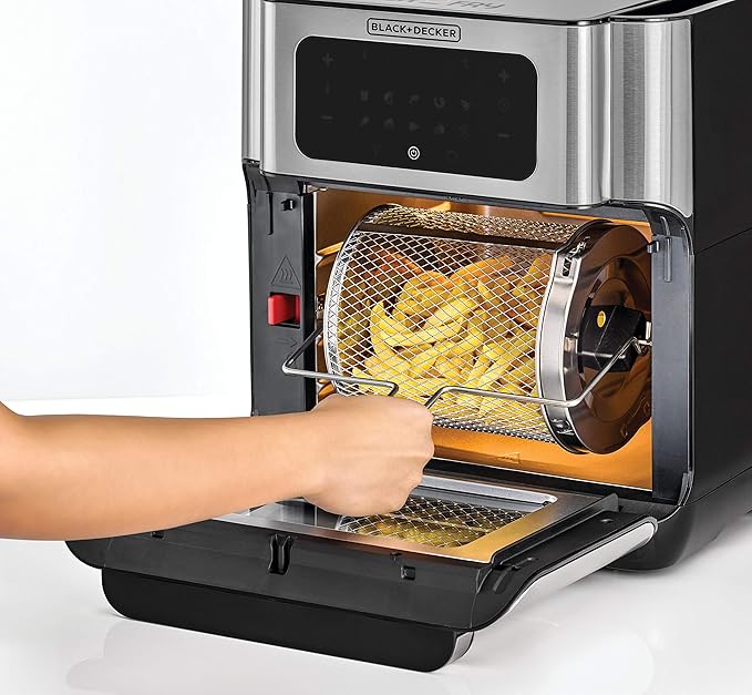 Black+Decker Digital Air Fryer Oven Digital Temperature Control 10 Preset Programs 12L Silver Aof100-B5 (international warranty) - 220V supply voltage and 50Hz - T