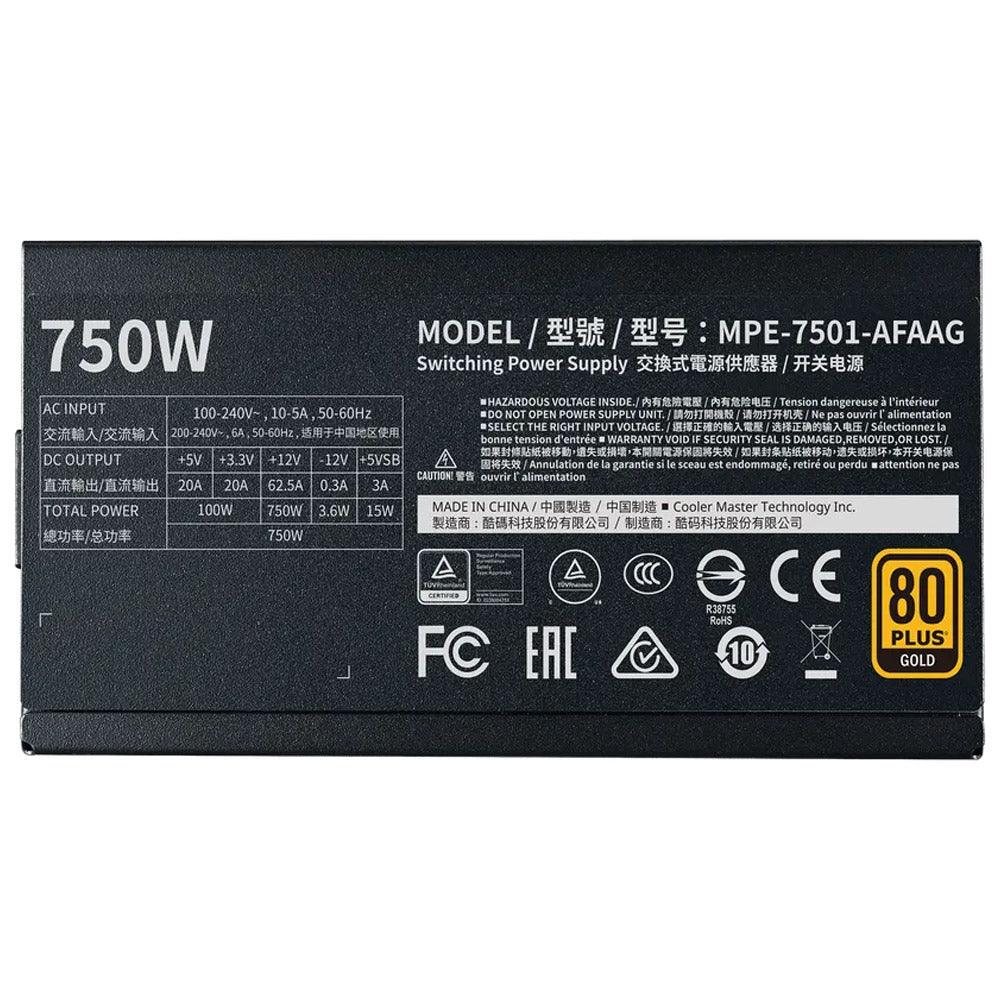 Cooler Master MWE Gold 750 V2 Full Modular 750W 80 PLUS Gold Power Supply - T