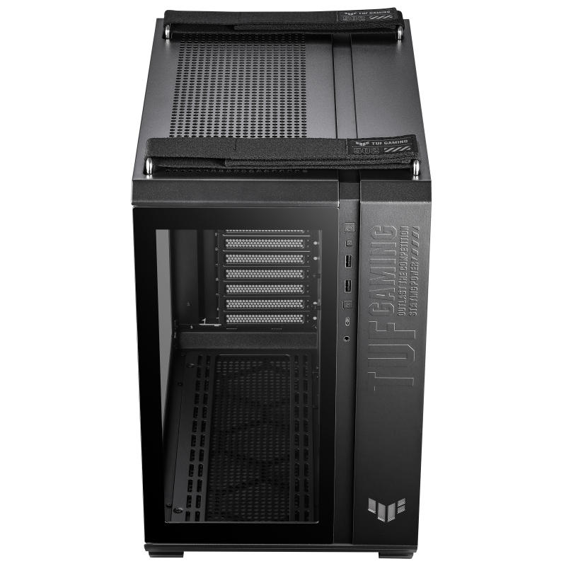 ASUS TUF Gaming GT502 Black ATX Mid-Tower Computer Case,Front Panel RGB Button,USB 3.2 Type-C,2x USB 3.0 Ports,Tool-free Side Panel,ARGB Hub, 360mm and 280mm Radiator compatible, Fabric Handle on top. - T
