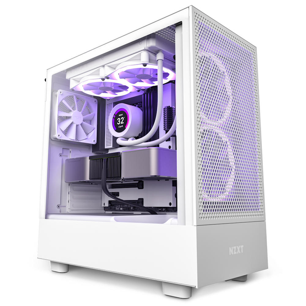 NZXT H5 Flow - All White CC-H51FW-01 White SGCC Steel, Tempered Glass ATX, Micro-ATX, mini-ITX Computer Cases