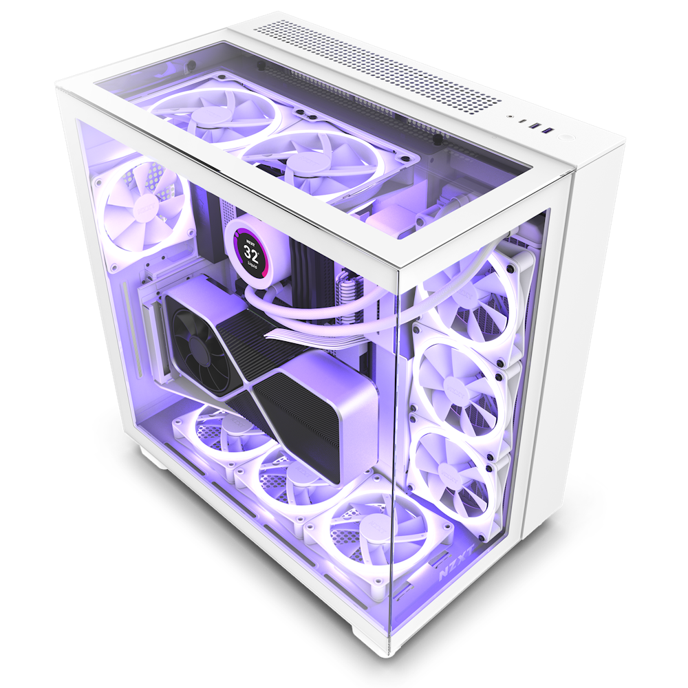 NZXT H9 Elite - All White - CM-H91EW-01 - Premium Dual-Chamber - Mid-Tower - RGB Fans - Case