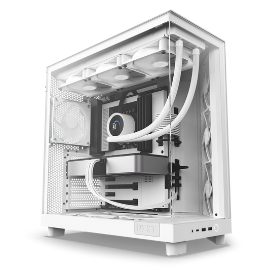 NZXT H6 FLOW Compact Dual-Chamber Mid-Tower Airflow Case, White, CC-H61FW-01