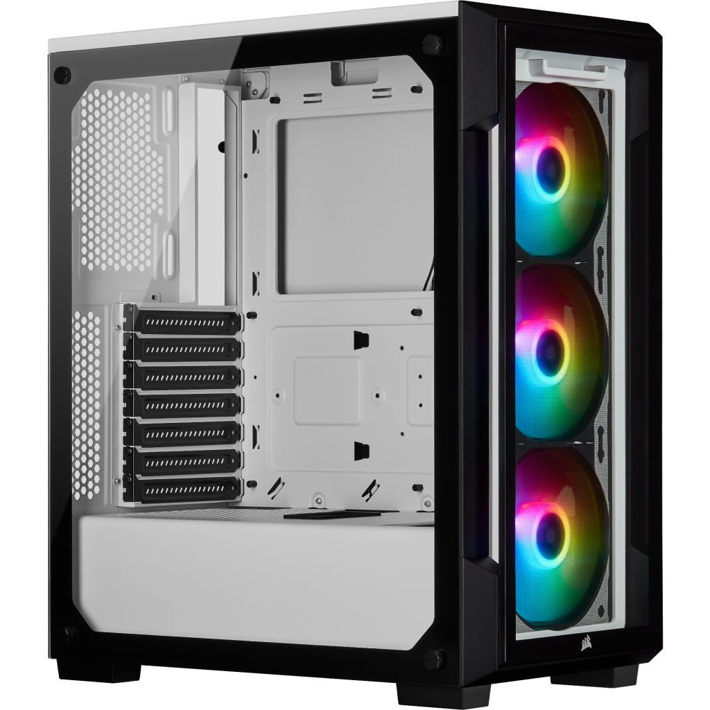 Corsair iCUE 220T RGB Tempered Glass Mid-Tower Smart Case — White - CC-9011191-WW