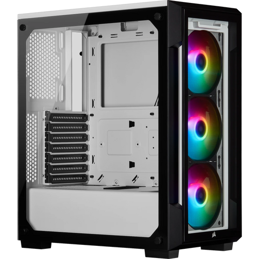 Corsair iCUE 220T RGB Tempered Glass Mid-Tower Smart Case — White - CC-9011191-WW