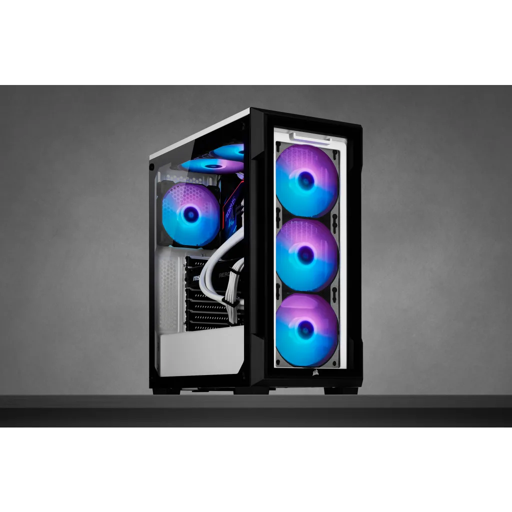 Corsair iCUE 220T RGB Tempered Glass Mid-Tower Smart Case — White - CC-9011191-WW