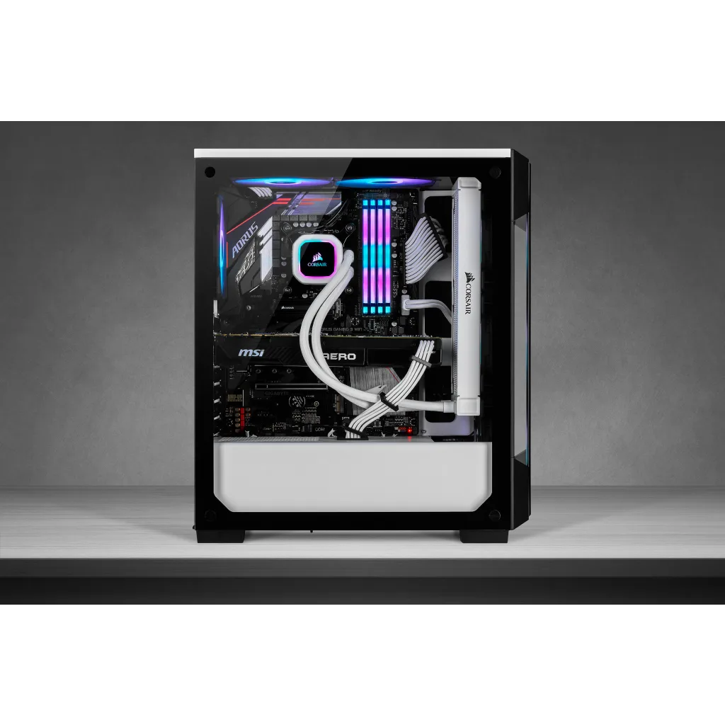 Corsair iCUE 220T RGB Tempered Glass Mid-Tower Smart Case — White - CC-9011191-WW