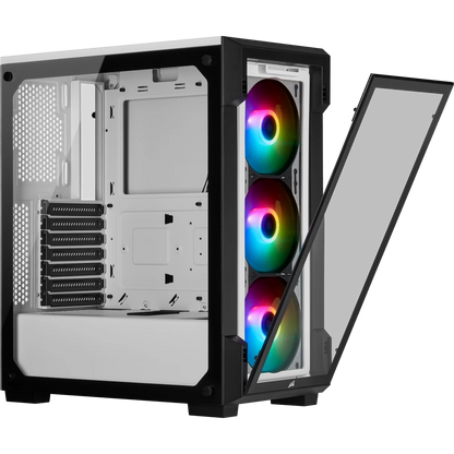 Corsair iCUE 220T RGB Tempered Glass Mid-Tower Smart Case — White - CC-9011191-WW