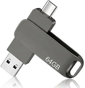 64GB Dual USB 3.2 Gen 1 USB and Type-C Jump Drive Compatible with PC, Smartphones, iPhone 15/16/17, MacBook and iPad USB Flash Drives Capable of Storing 16,000 Songs/21,600 Photos/960 Minutes Video