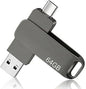 64GB Dual USB 3.2 Gen 1 USB and Type-C Jump Drive Compatible with PC, Smartphones, iPhone 15/16/17, MacBook and iPad USB Flash Drives Capable of Storing 16,000 Songs/21,600 Photos/960 Minutes Video