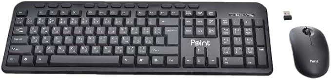 Point PT-805 Plastic Large Wireless Keyboard With Wireless Mouse And Ergonomic Design For Office Set Of 2 Pieces - Black