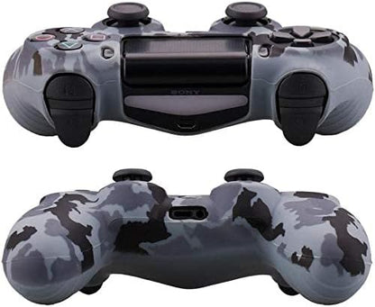 hitatech Water Transfer Printing Camouflage Silicone Cover Skin Case for Sony PS4/Slim/Pro Controller x Snow with Pro Thumb Grips X 8