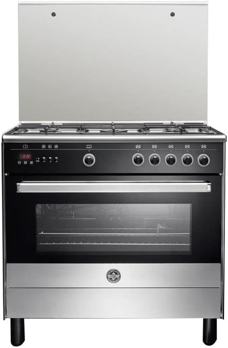 LA GERMANIA Freestanding Cooker 90 x 60, 5 Gas Burner, Stainless x Black 9M10G4A1X4AWW