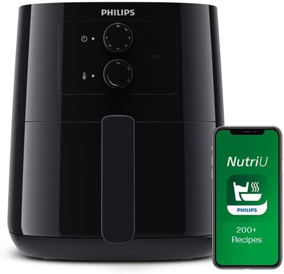 Philips Airfryer L - 1400W, 50Hz, 4.1L, 0.8KGs, Analogue, Rapid Air Technology, Connected with HomeID APP, Black - HD9200 - T